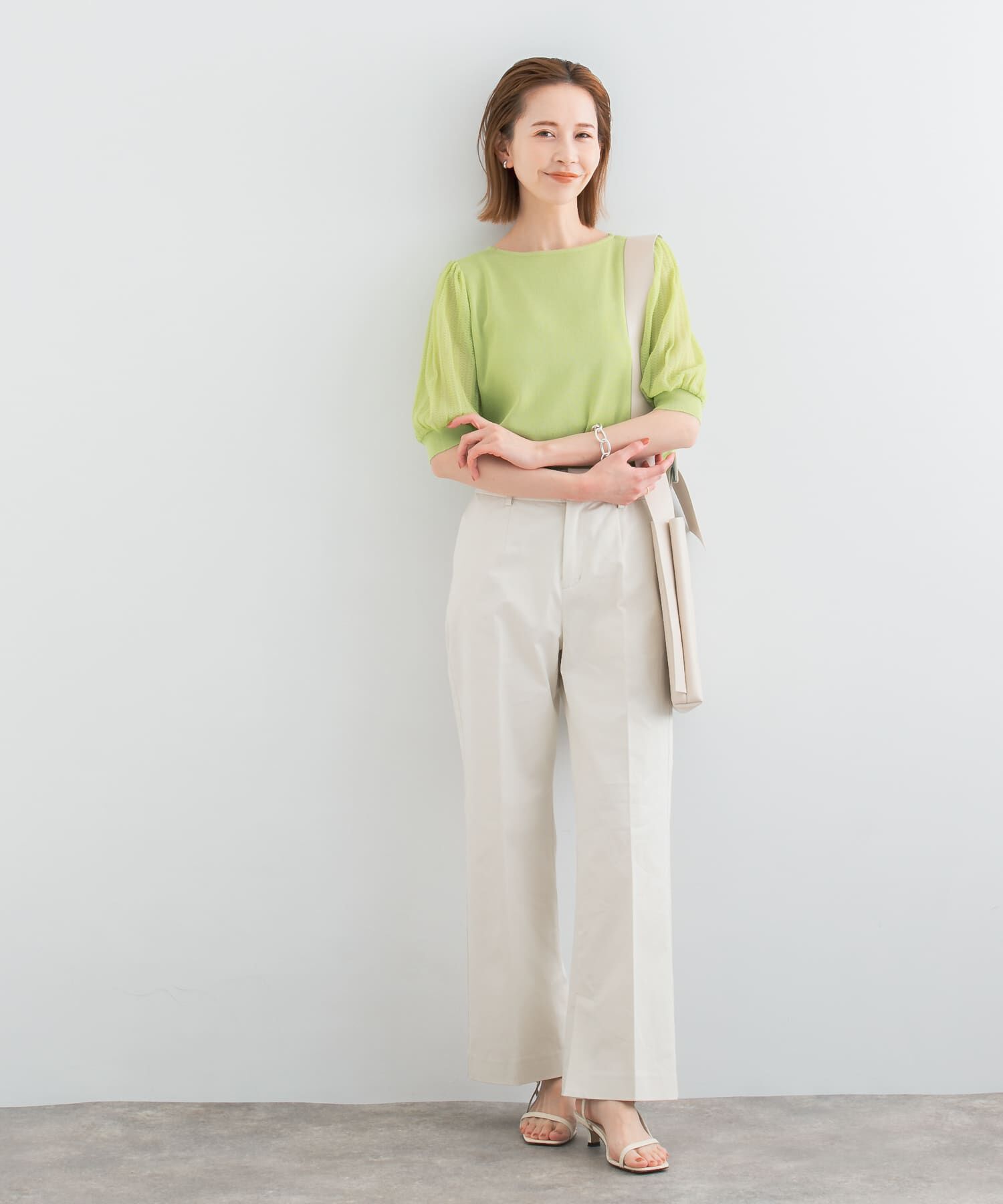 URBAN RESEARCH ROSSO「ドッキングシアープリーツスリーブプルオーバー」|ニット・セーター|