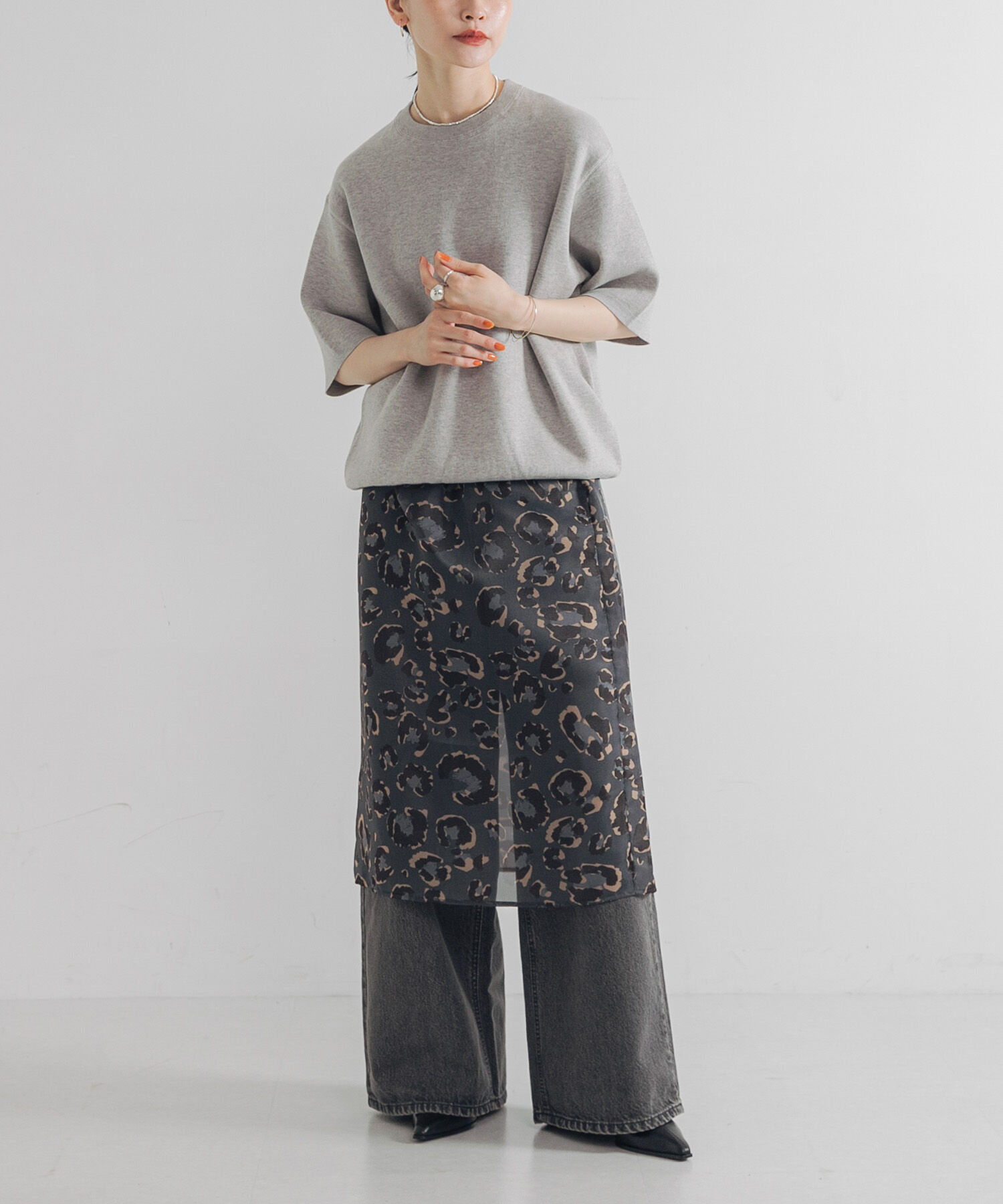 URBAN RESEARCH「レオパードプリントレイヤードスカート」|スカート|