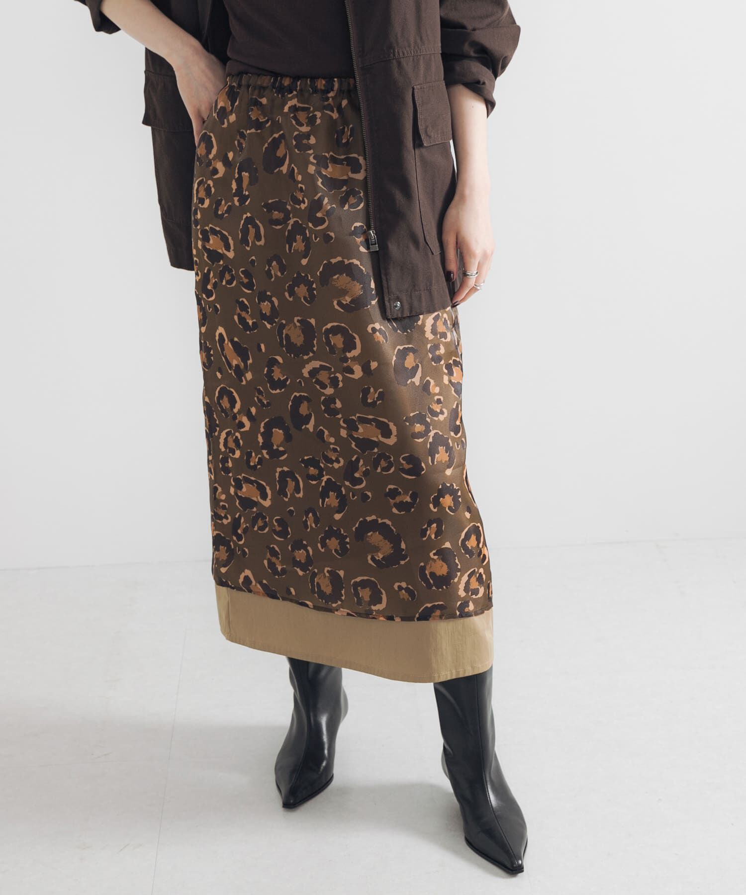 URBAN RESEARCH「レオパードプリントレイヤードスカート」|スカート|