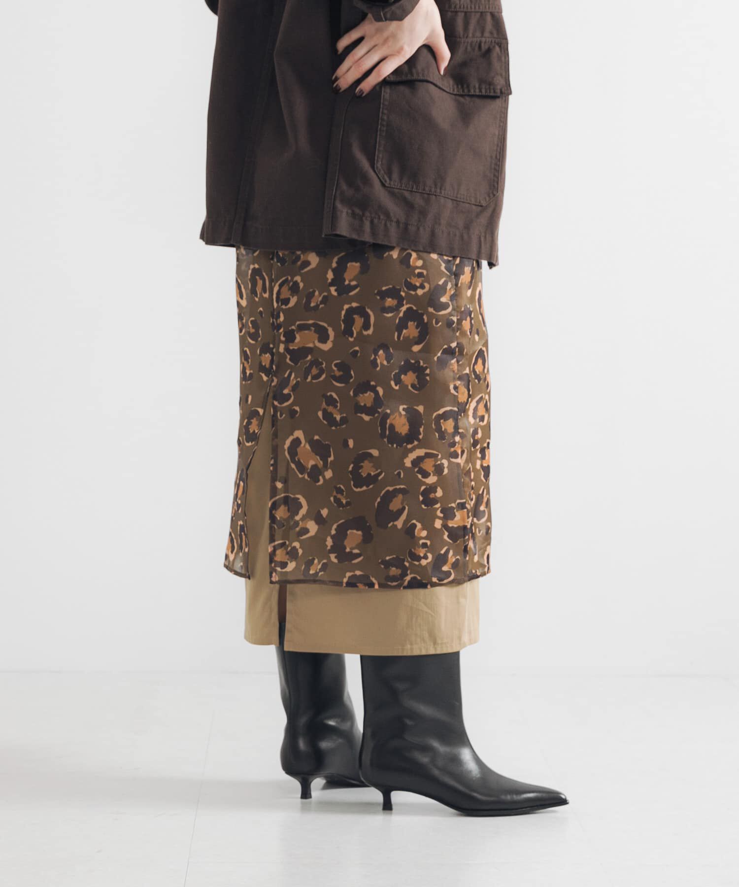 URBAN RESEARCH「レオパードプリントレイヤードスカート」|スカート|