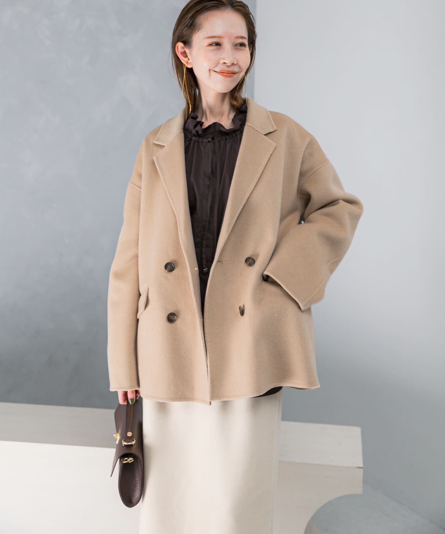 URBAN RESEARCH ROSSO「リバージャコット」|ノーカラーコート|ライトベージュ