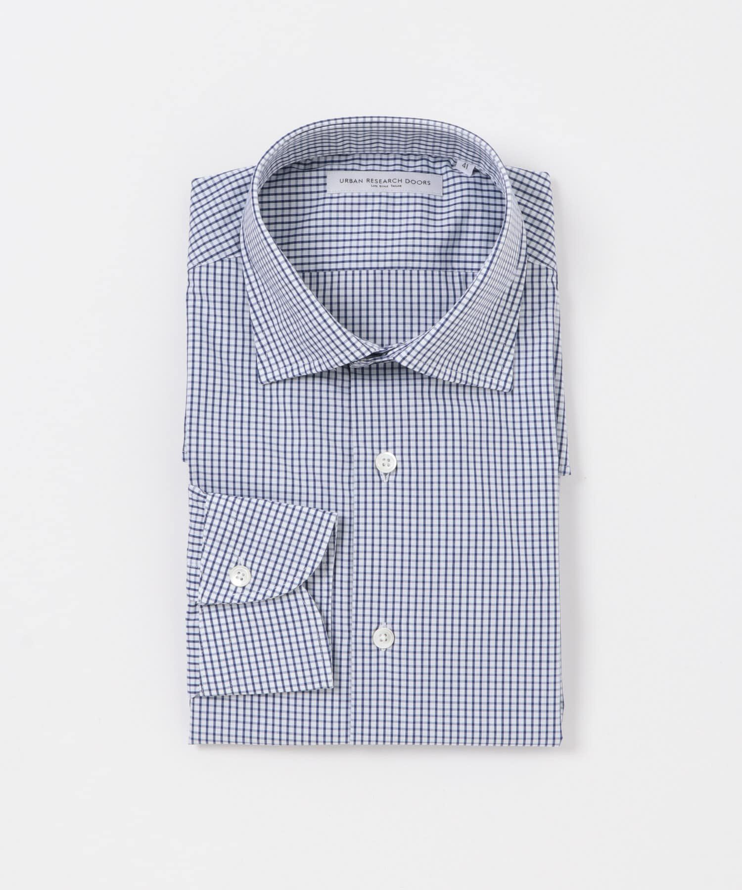 URBAN RESEARCH DOORS「『イージーケア』LIFE STYLE TAILOR　セミワイドチェックシャツ」|シャツ・ブラウス|ブルー系その他