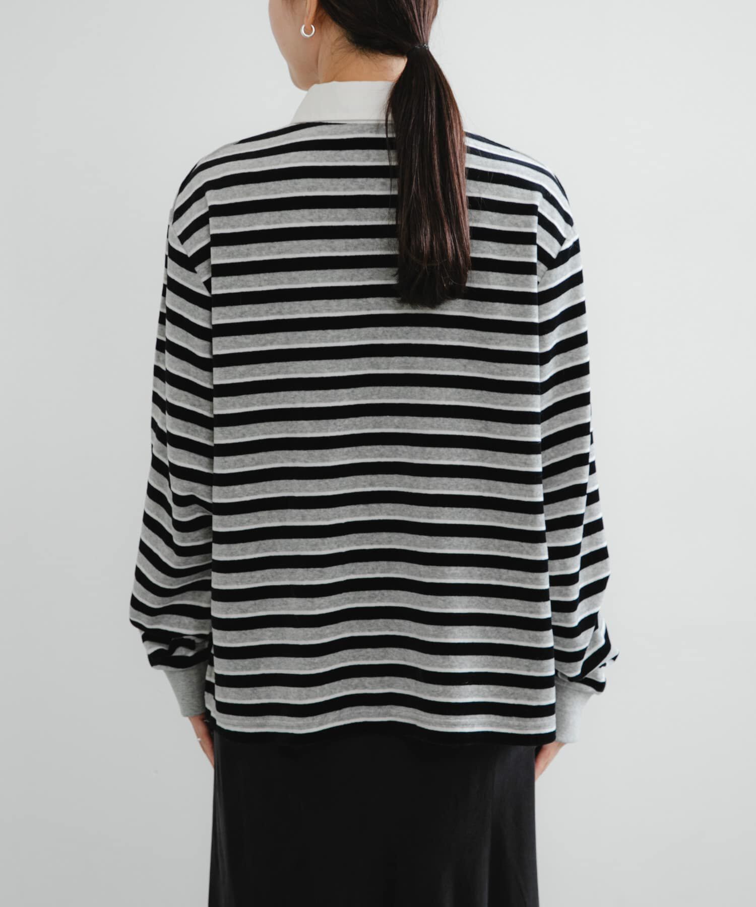 URBAN RESEARCH「『UR TECH』ベロアボーダーラガーシャツ」|Tシャツ・カットソー|