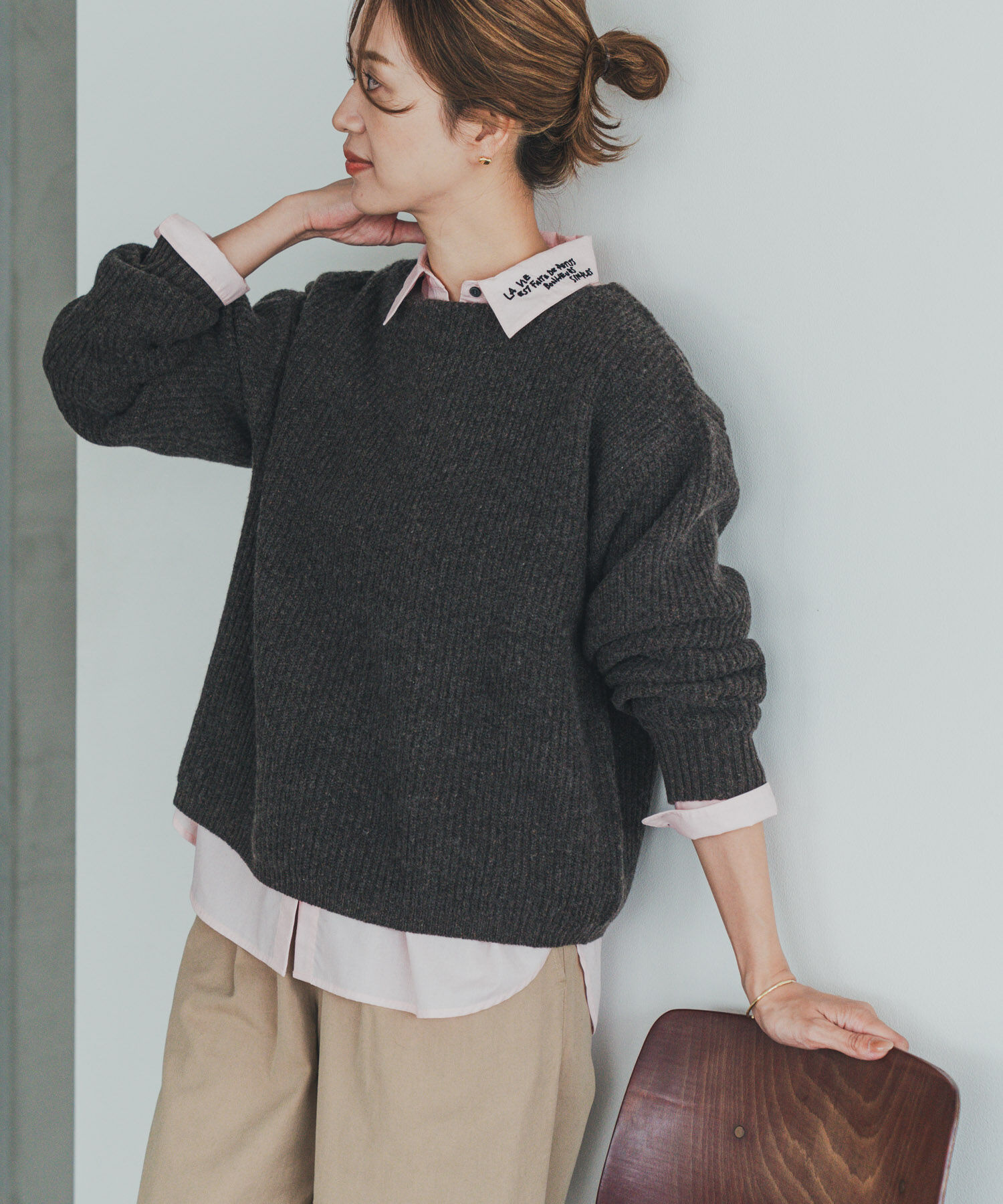 URBAN RESEARCH DOORS「ハミルトンウール畦ボートネックプルオーバー」|ニット・セーター|ブラウン系その他