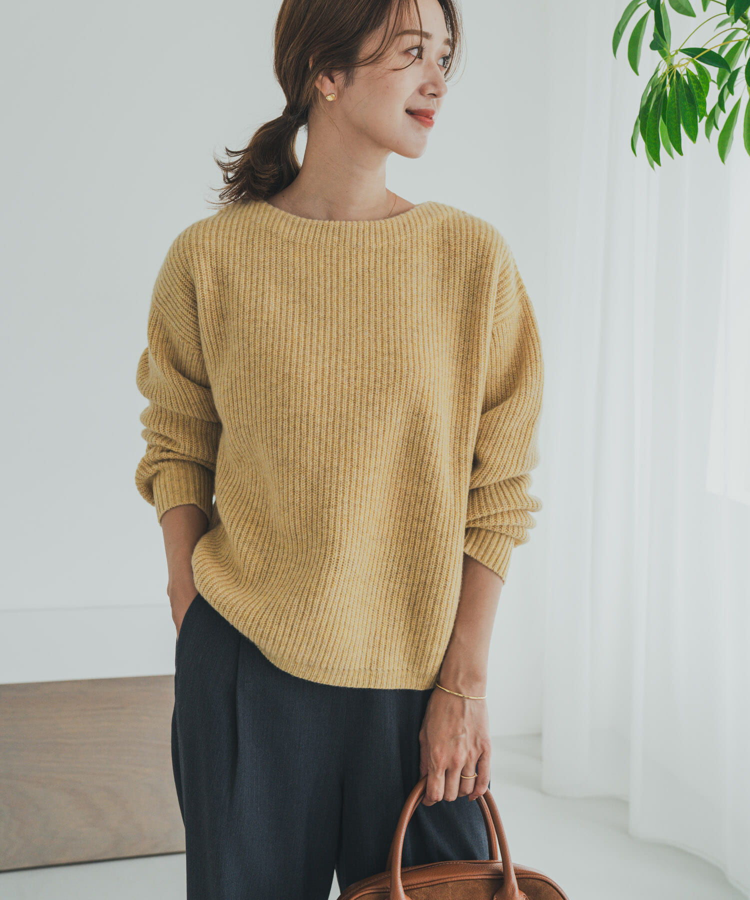 URBAN RESEARCH DOORS「ハミルトンウール畦ボートネックプルオーバー」|ニット・セーター|