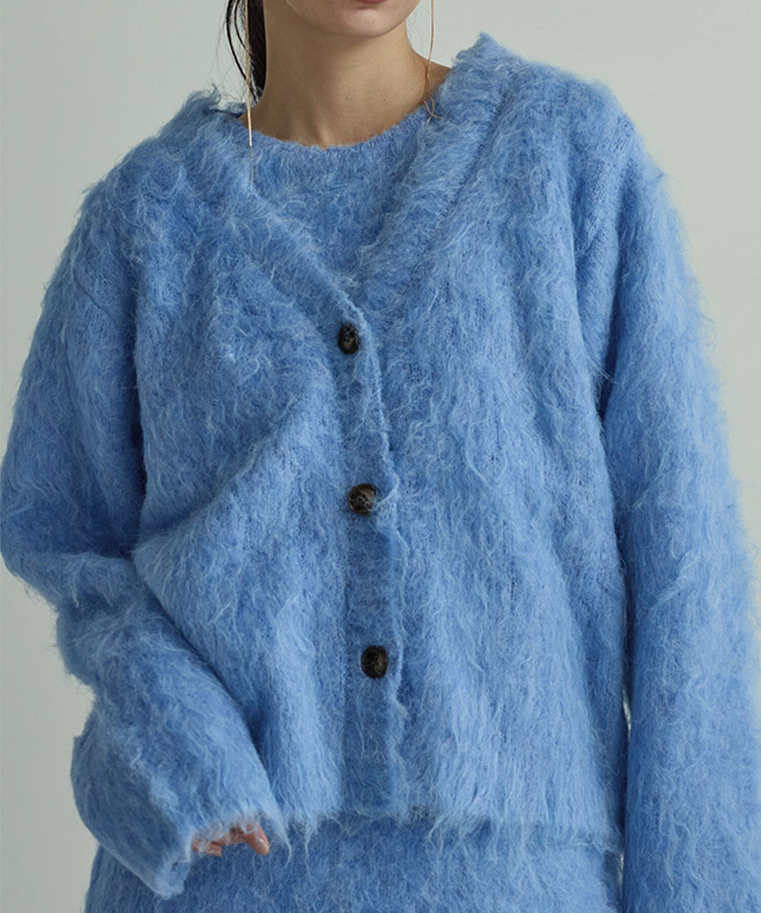 URBAN RESEARCH ROSSO「Mewl　ファーカーディガン」|カーディガン|ブルー