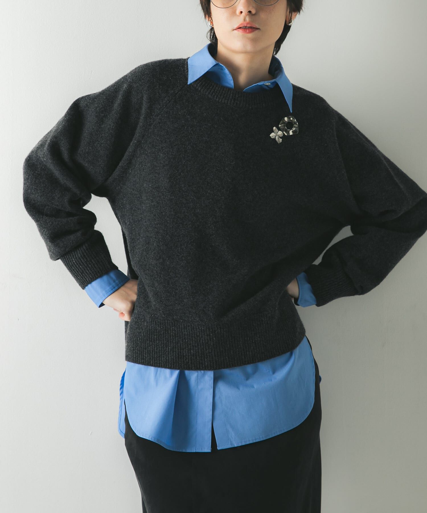 URBAN RESEARCH「カシミヤ強縮クルーネックニット」|ニット・セーター|