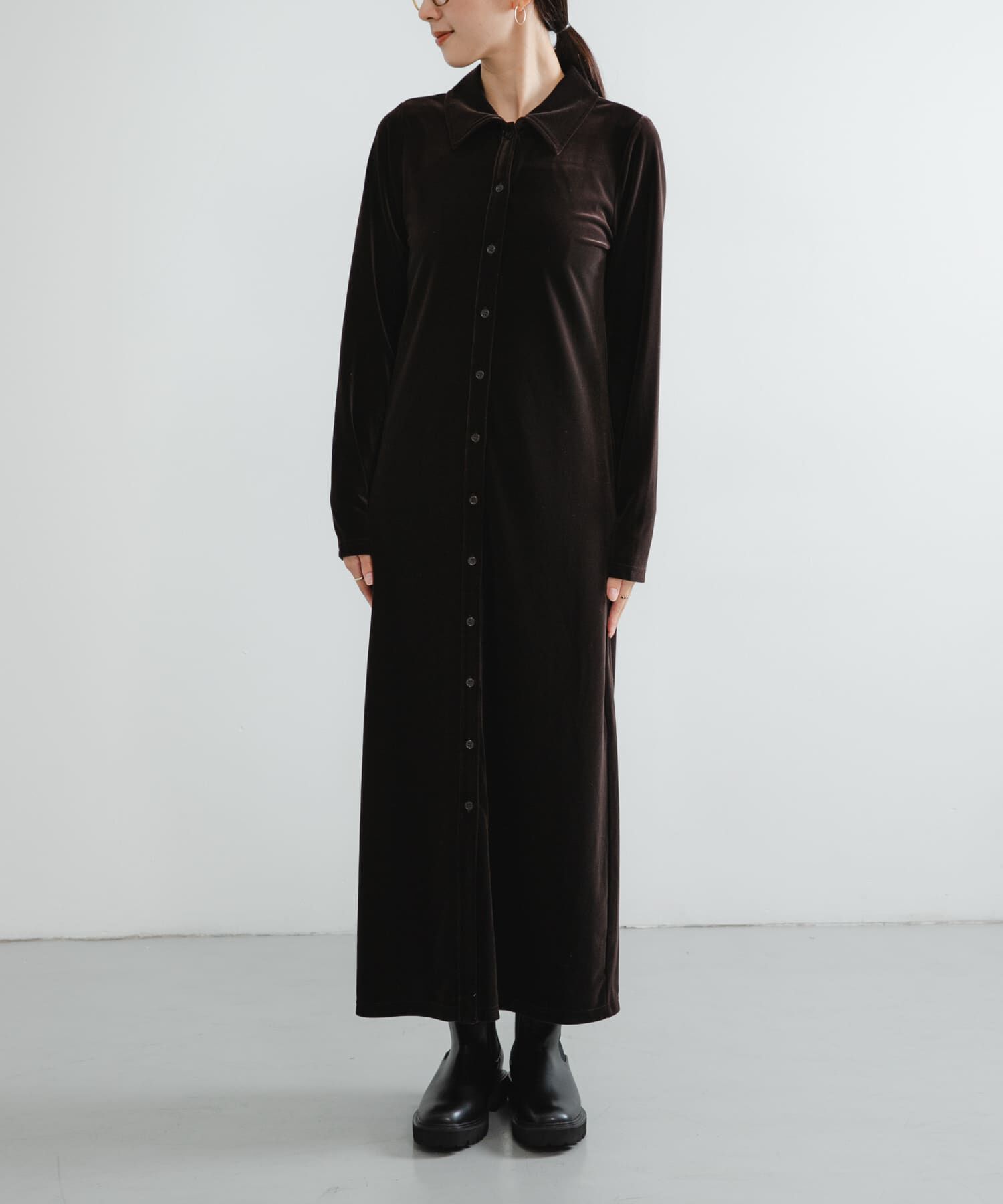URBAN RESEARCH「ベロアシャツカラーワンピース」|ワンピース|