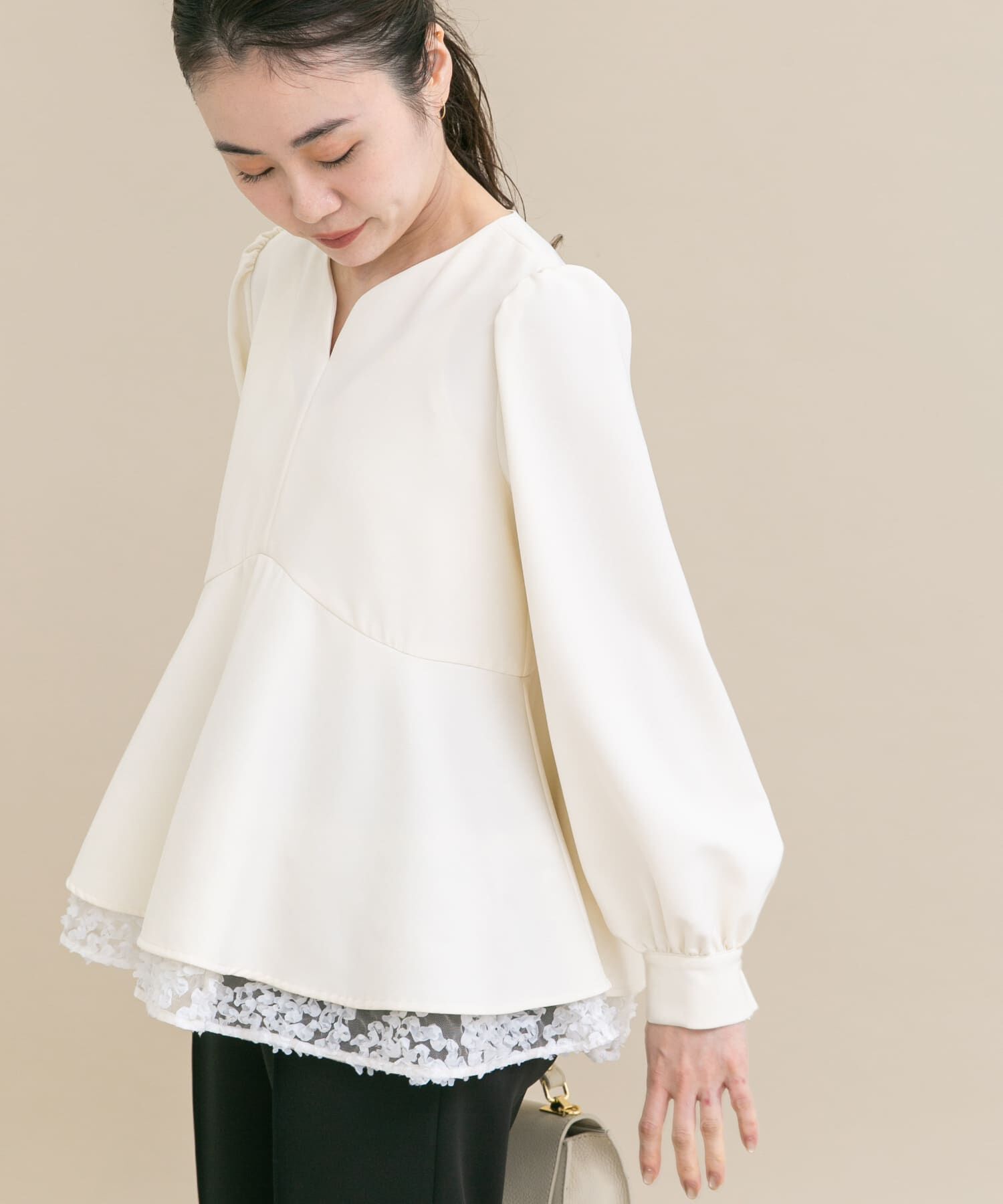 URBAN RESEARCH ROSSO「『WEB限定』レイヤードペプラムブラウス」|シャツ・ブラウス|ホワイト系その他