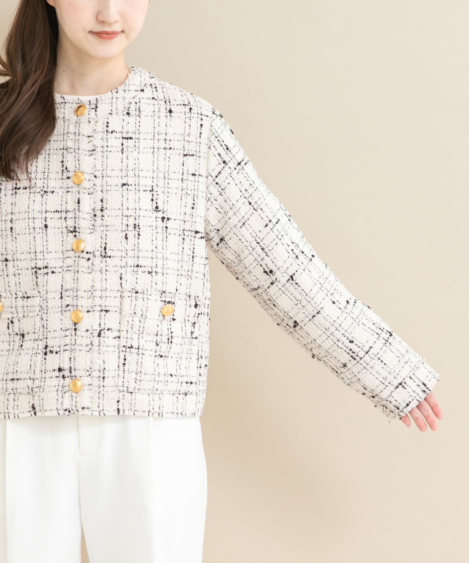 URBAN RESEARCH ROSSO「『WEB限定』ツイードノーカラージャケット」|ノーカラージャケット|