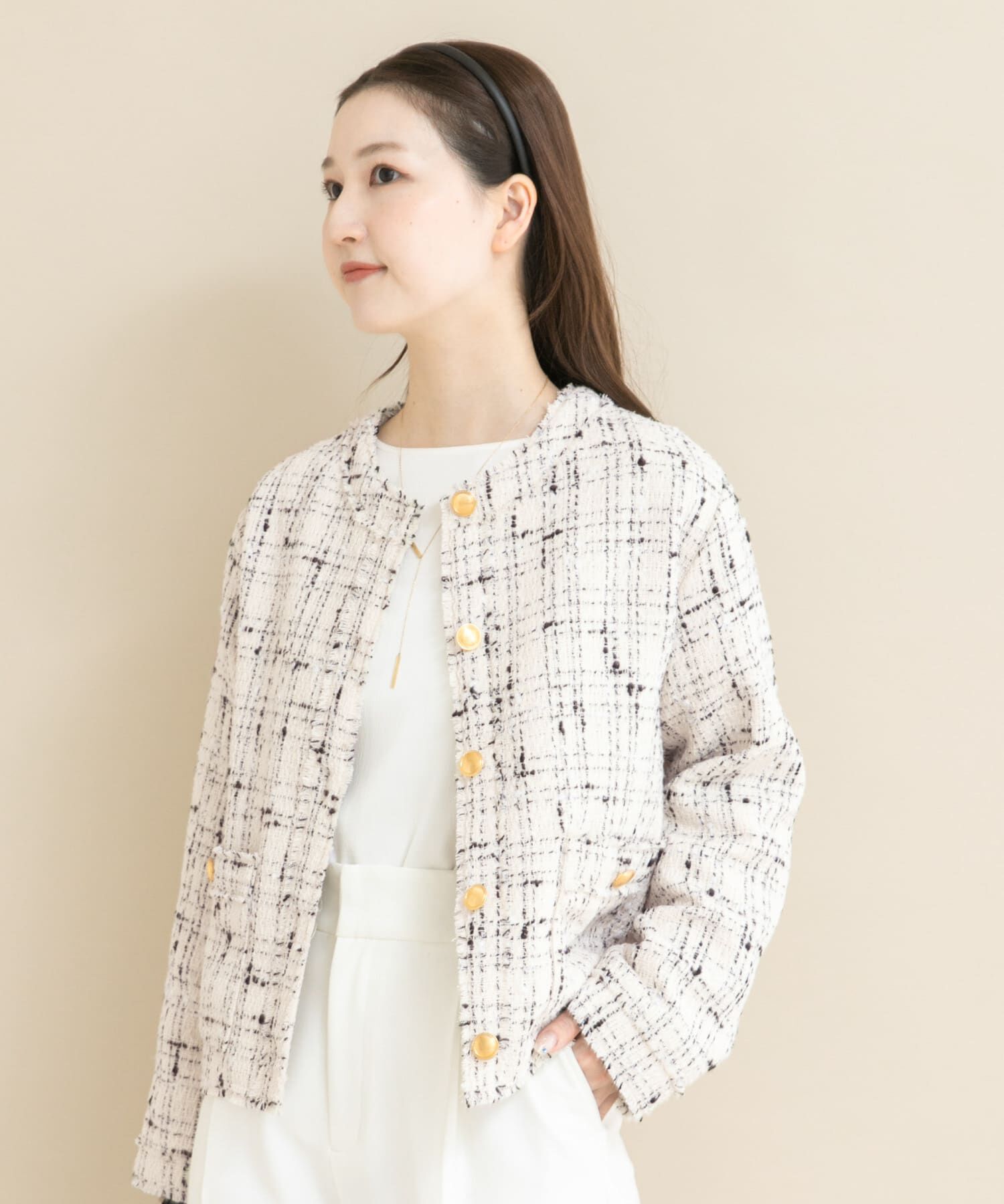 URBAN RESEARCH ROSSO「『WEB限定』ツイードノーカラージャケット」|ノーカラージャケット|