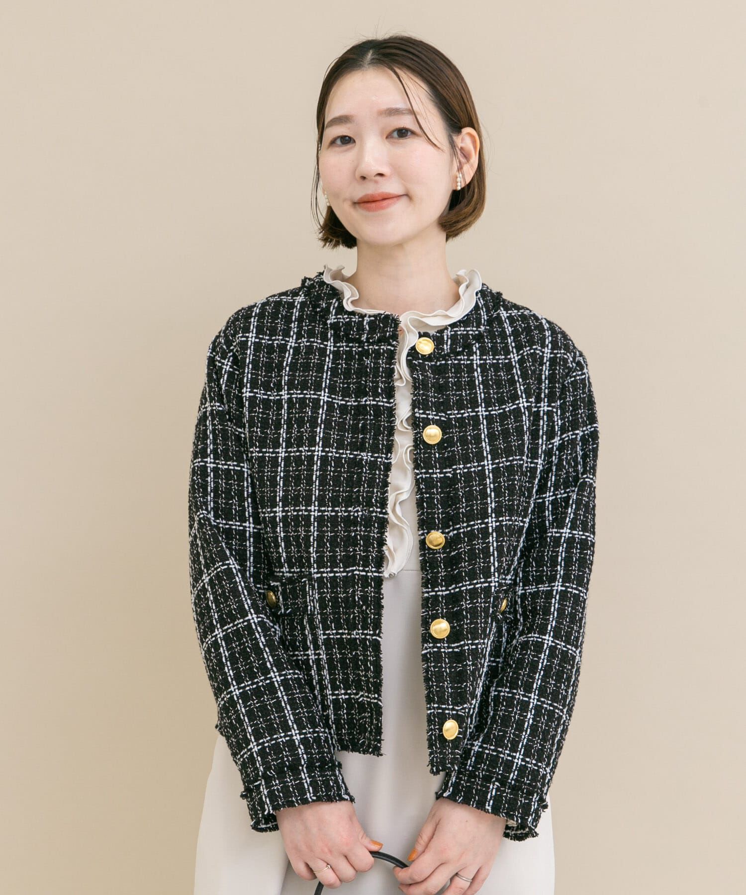 URBAN RESEARCH ROSSO「『WEB限定』ツイードノーカラージャケット」|ノーカラージャケット|