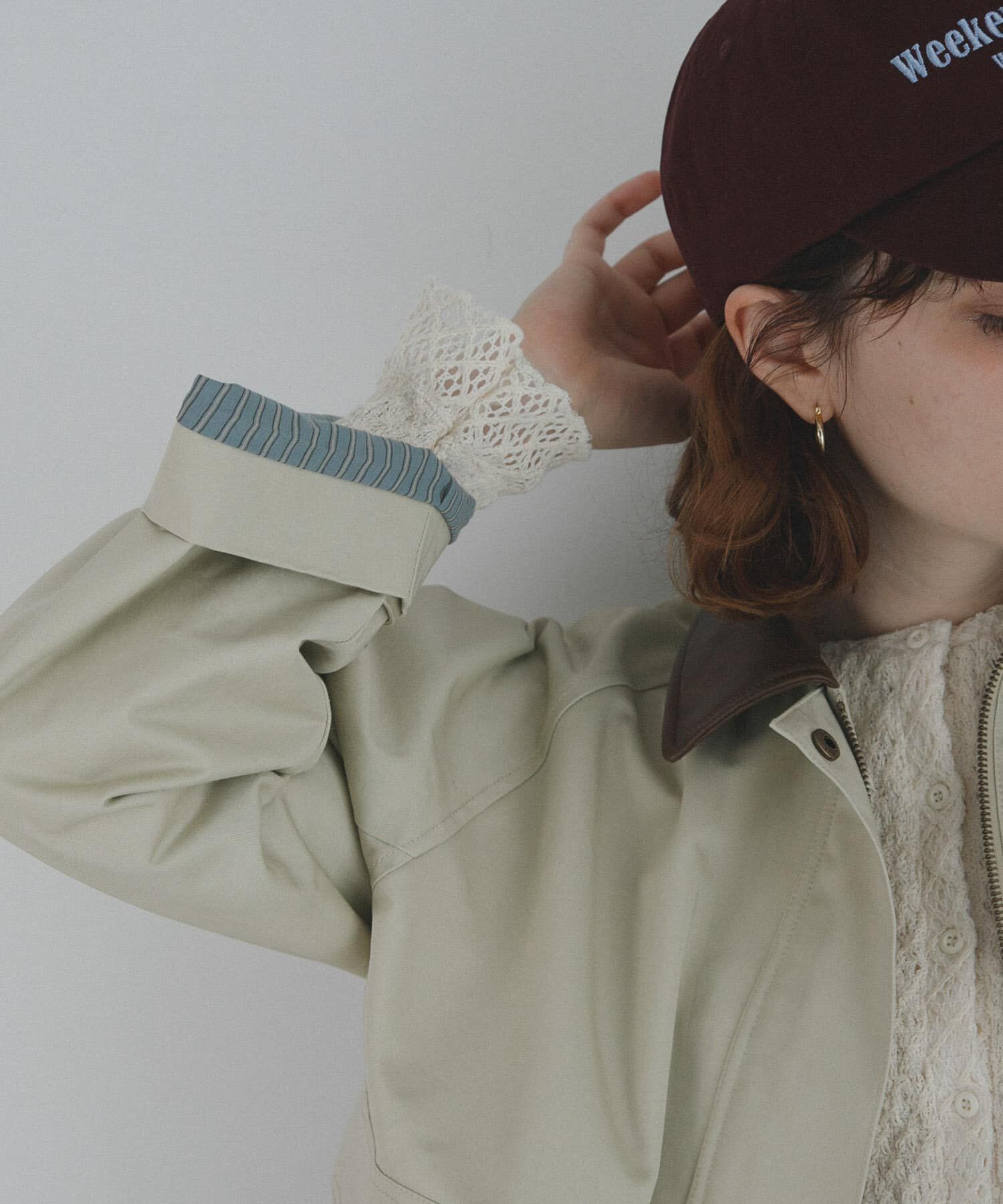 Sonny Label 「異素材衿ショートジャケット」|ノーカラーコート|