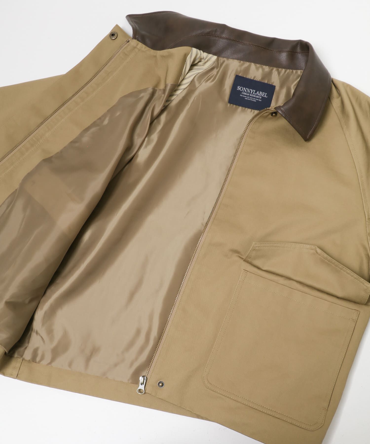 Sonny Label 「異素材衿ショートジャケット」|ノーカラーコート|