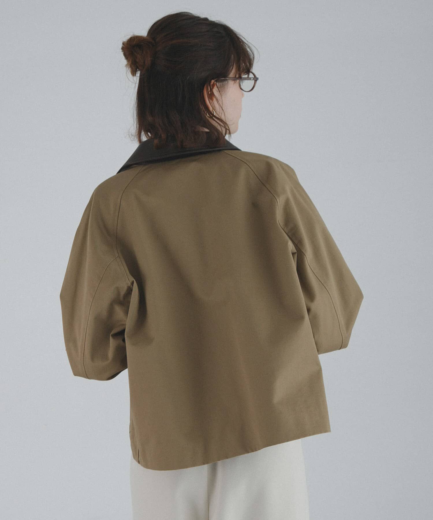 Sonny Label 「異素材衿ショートジャケット」|ノーカラーコート|