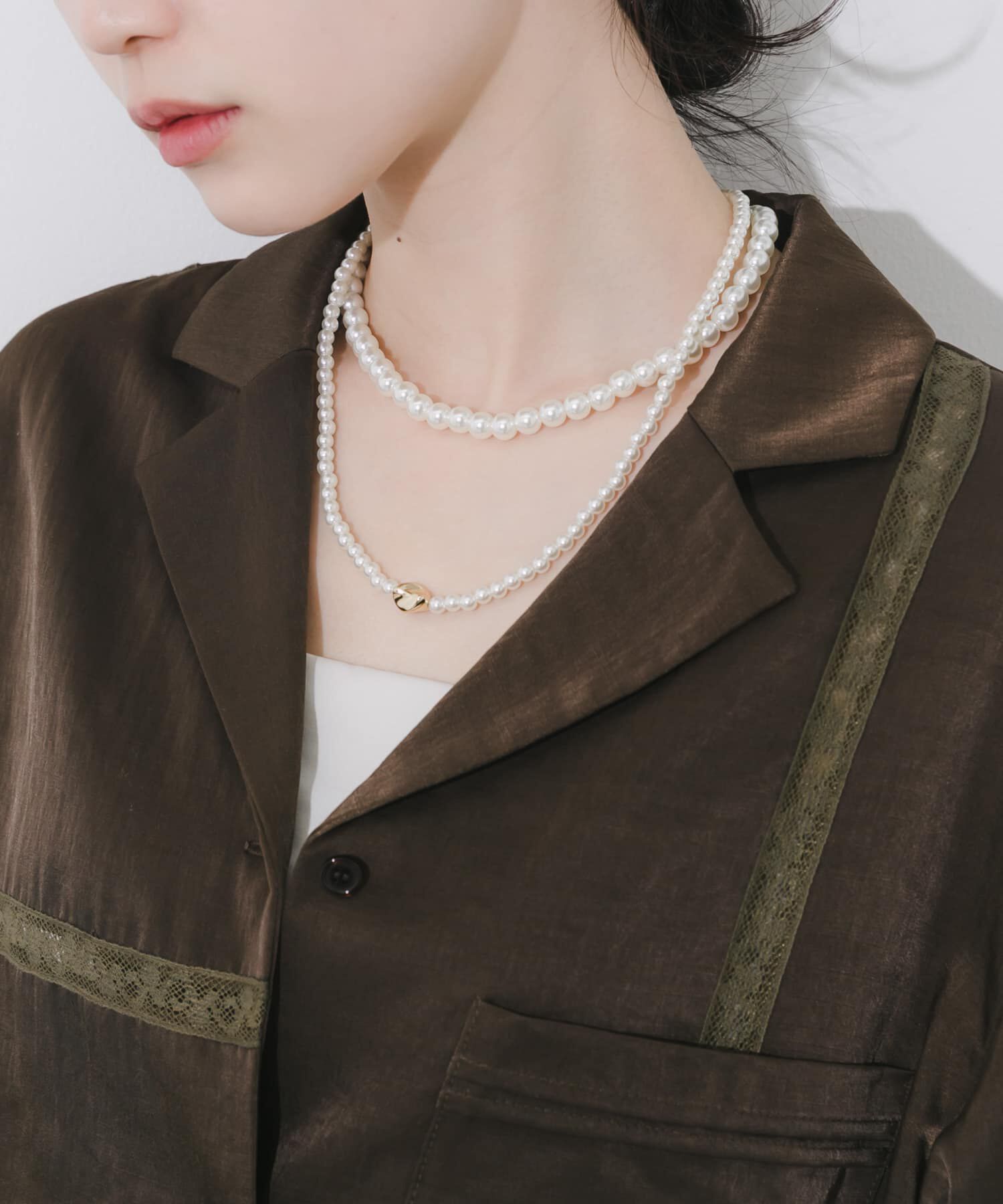 SMELLY「メタルトップパール2セットネックレス」|ネックレス|