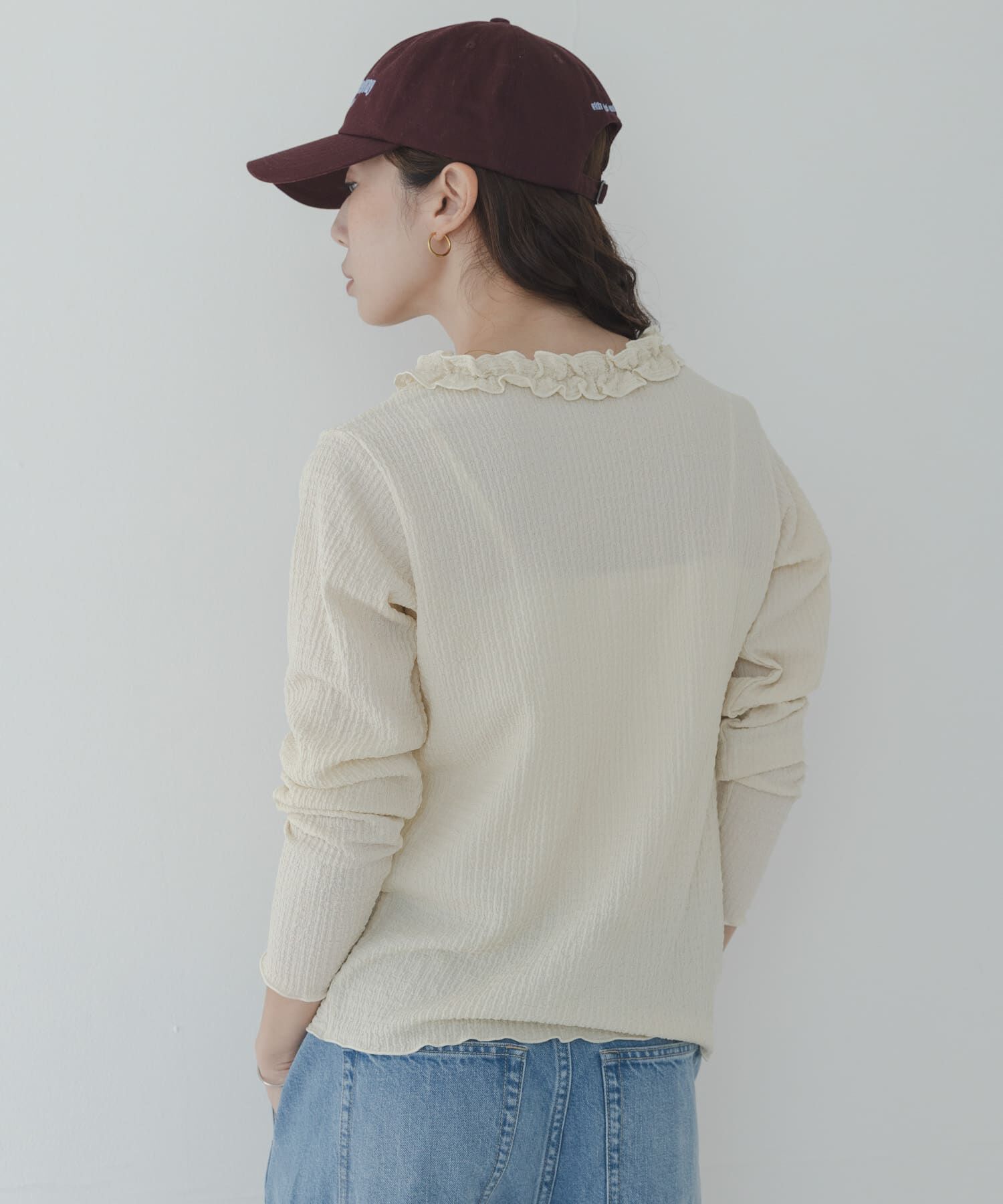 Sonny Label 「『WEB限定』ワッフルフリルVネックカーディガン」|カーディガン|