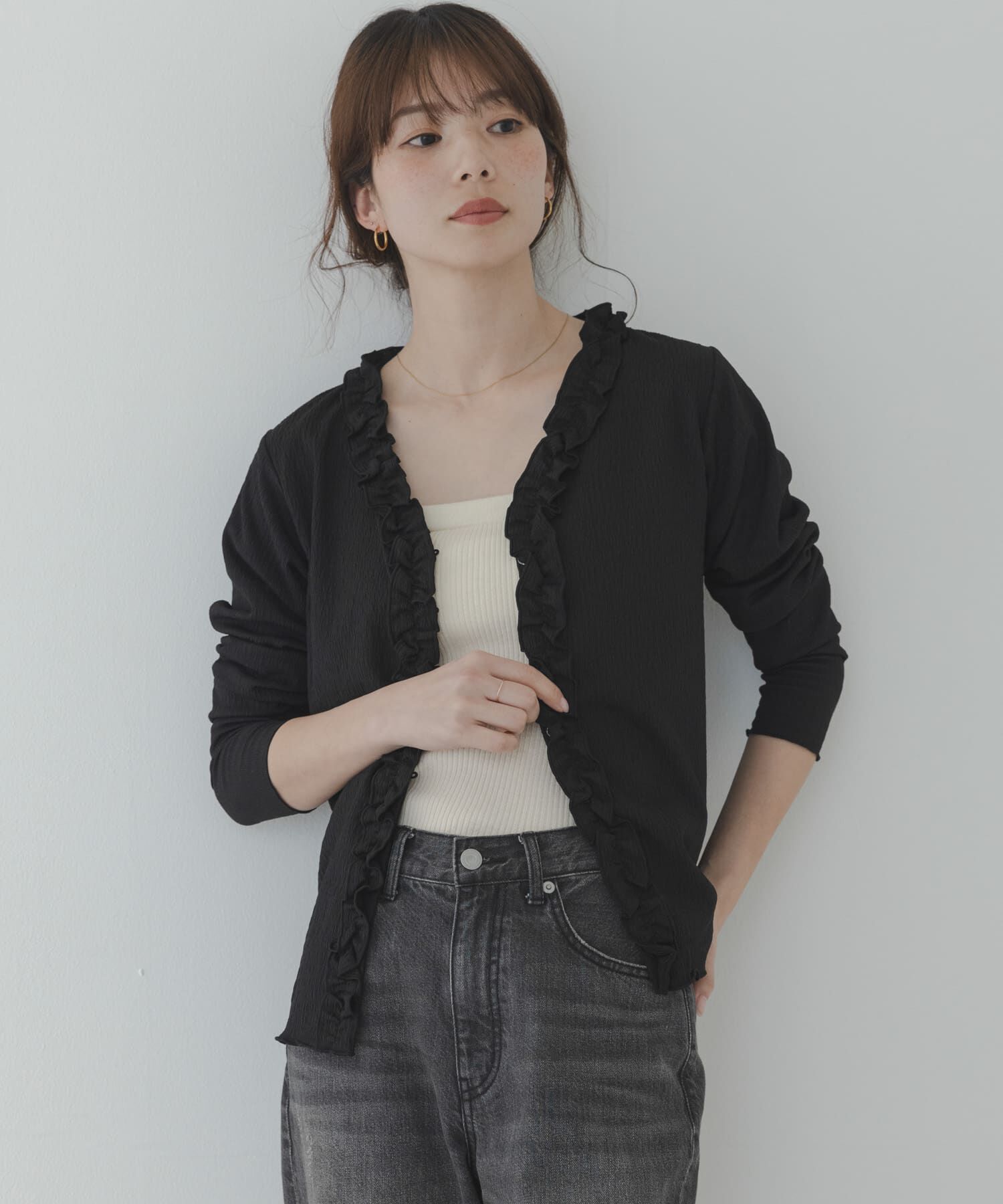 Sonny Label 「『WEB限定』ワッフルフリルVネックカーディガン」|カーディガン|