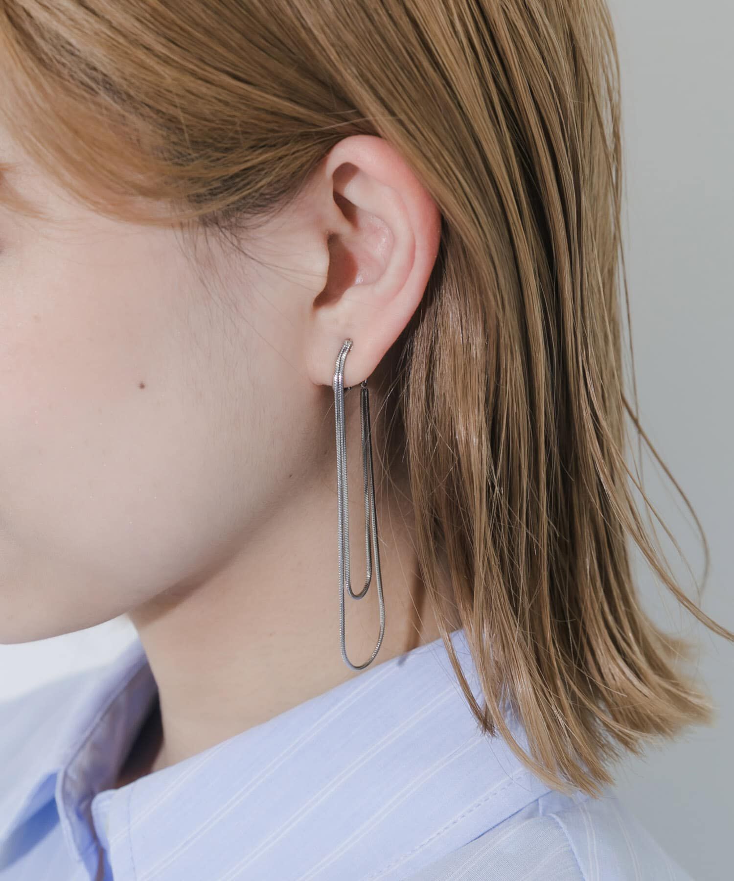 SMELLY「ステンレスロングチェーンイヤリング」|イヤリング|