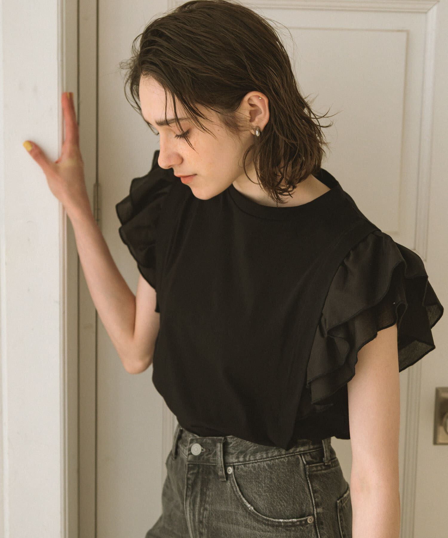 Sonny Label 「フリルフレンチタックスリーブプルオーバー」|Tシャツ・カットソー|