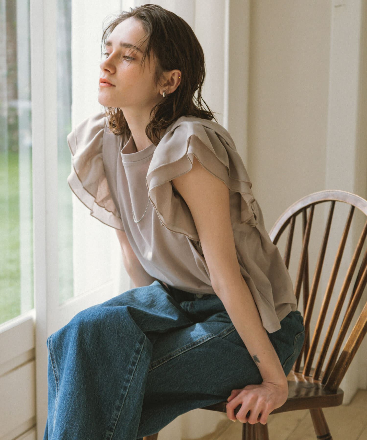 Sonny Label 「フリルフレンチタックスリーブプルオーバー」|Tシャツ・カットソー|