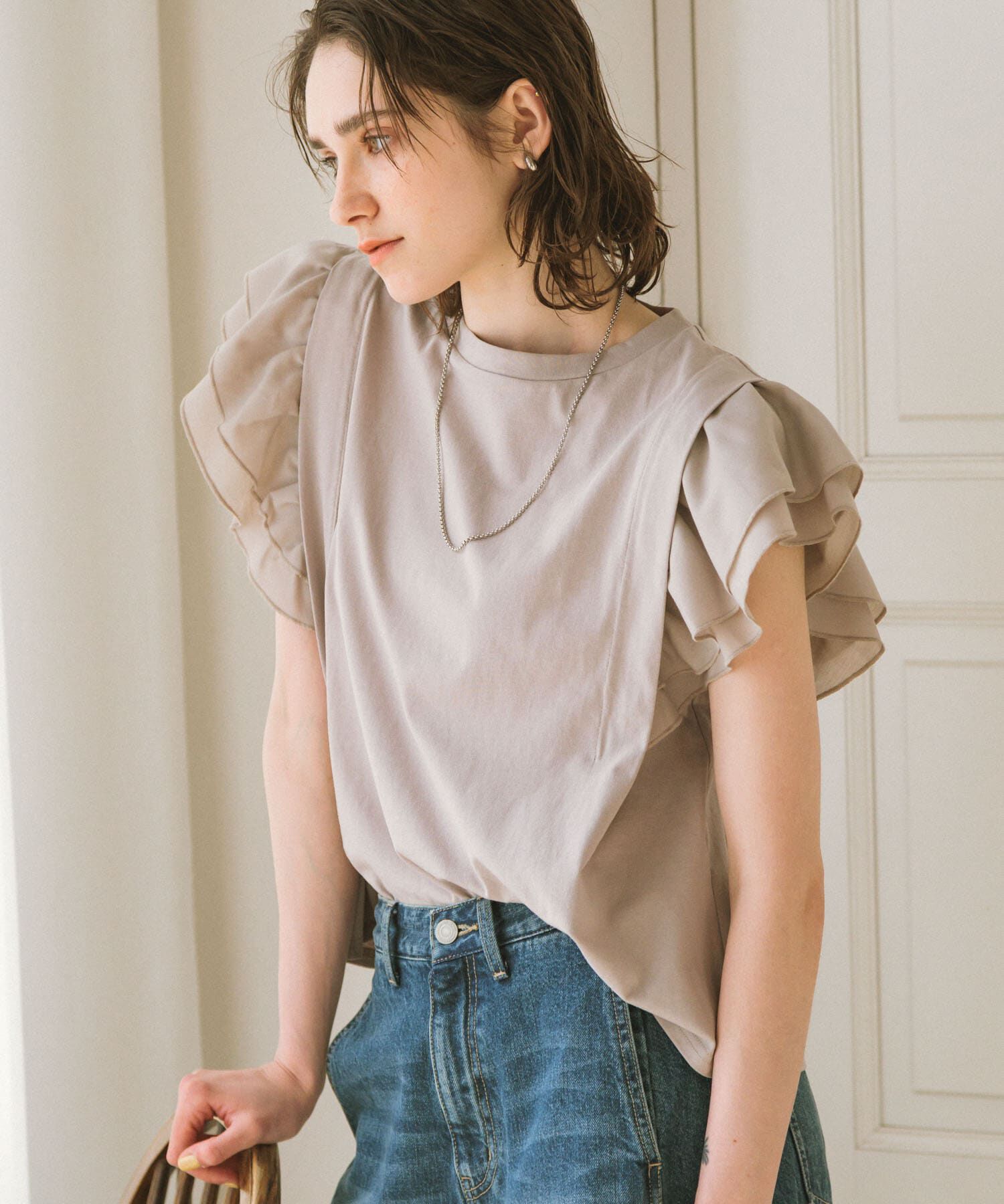 Sonny Label 「フリルフレンチタックスリーブプルオーバー」|Tシャツ・カットソー|