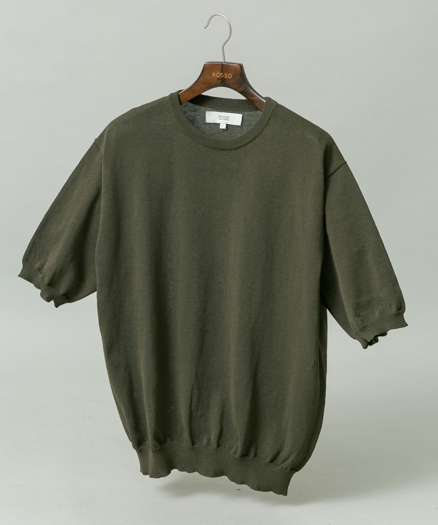 URBAN RESEARCH ROSSO「『UR TECH』AIRDRY半袖クルーニット」|ニット・セーター|カーキ
