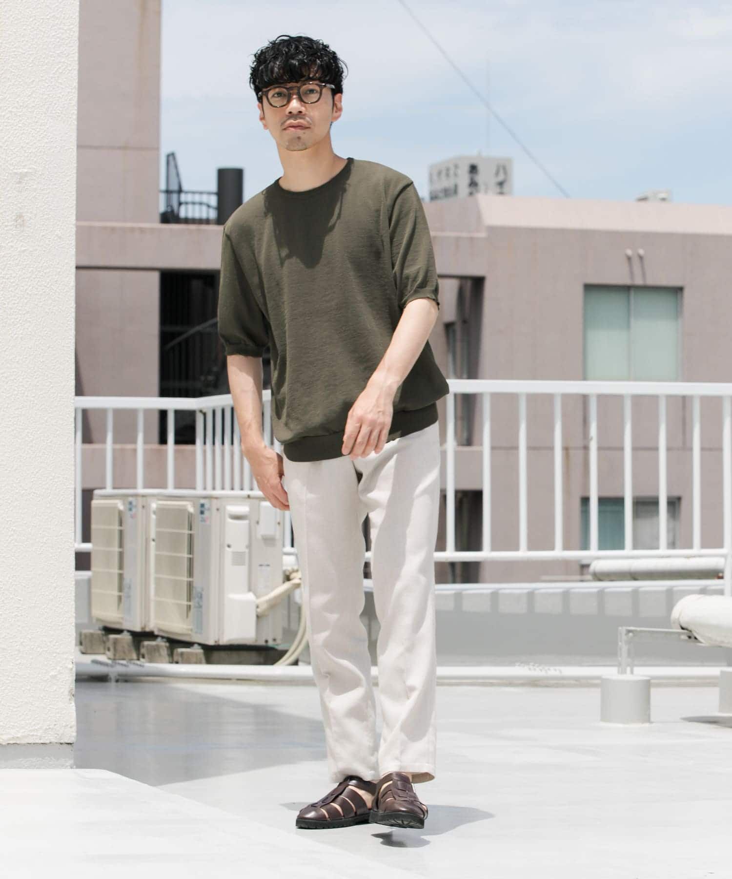 URBAN RESEARCH ROSSO「『UR TECH』AIRDRY半袖クルーニット」|ニット・セーター|