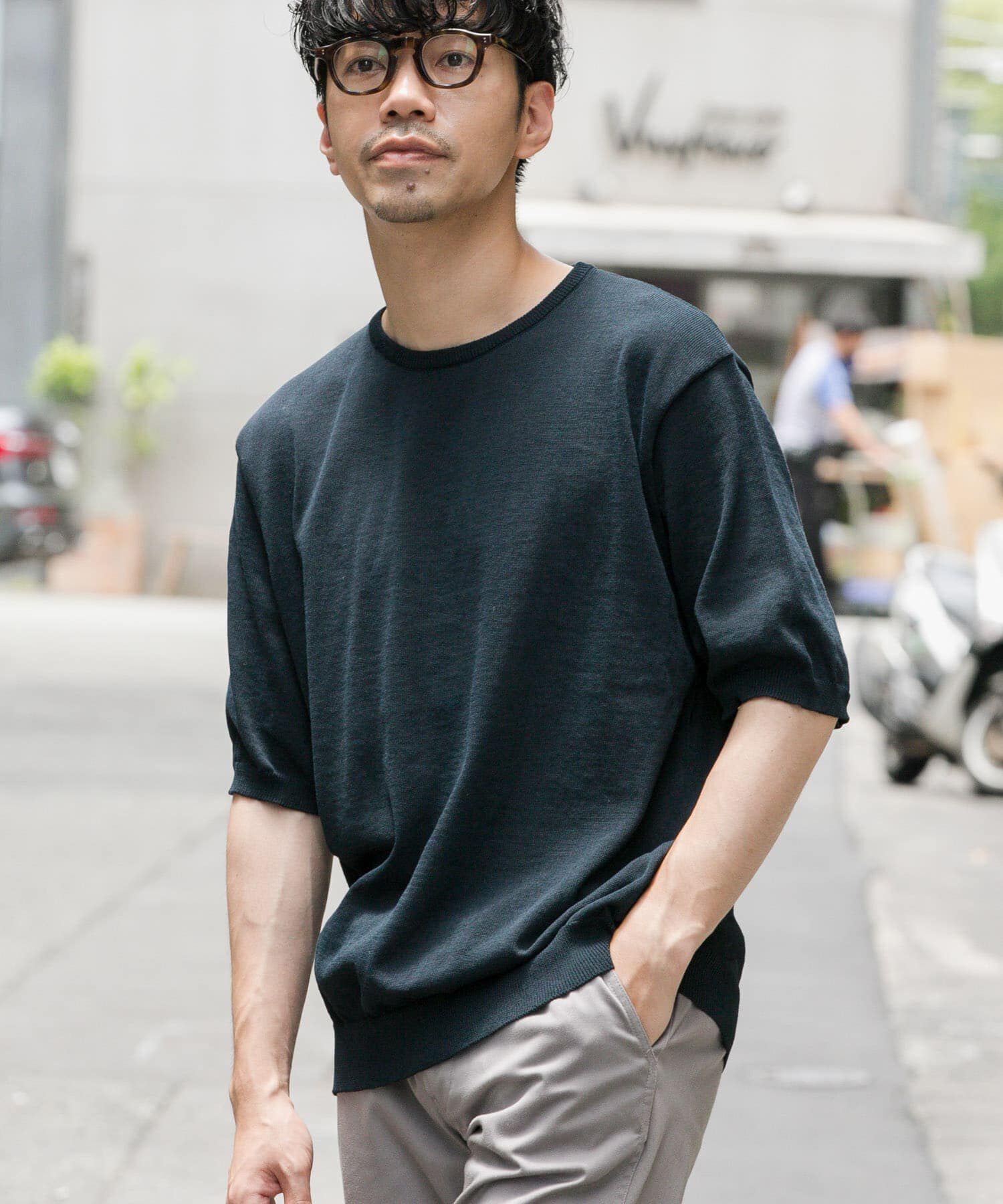 URBAN RESEARCH ROSSO「『UR TECH』AIRDRY半袖クルーニット」|ニット・セーター|