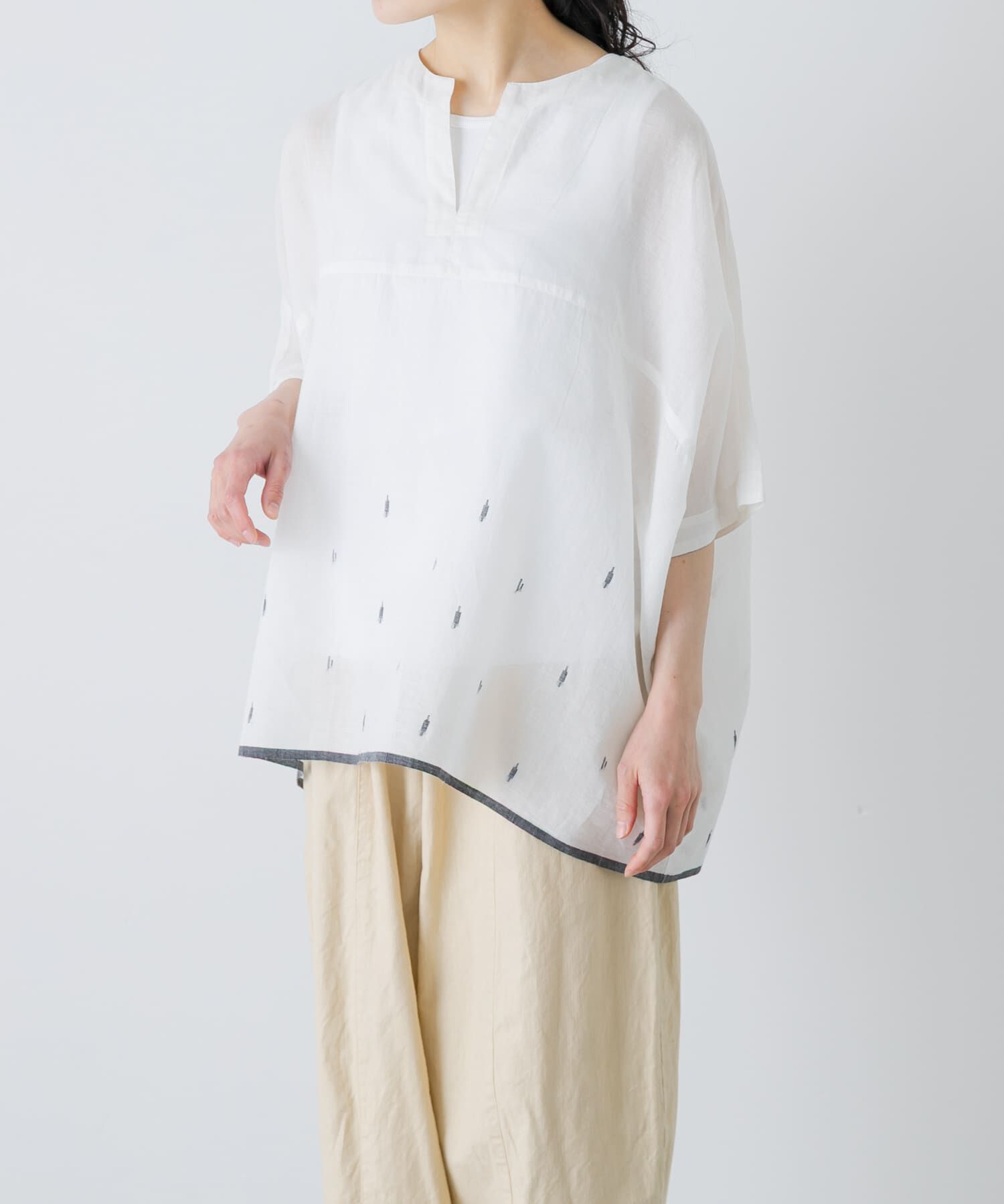 かぐれ「ジャムダニワイドプルオーバー」|シャツ・ブラウス|オフホワイト