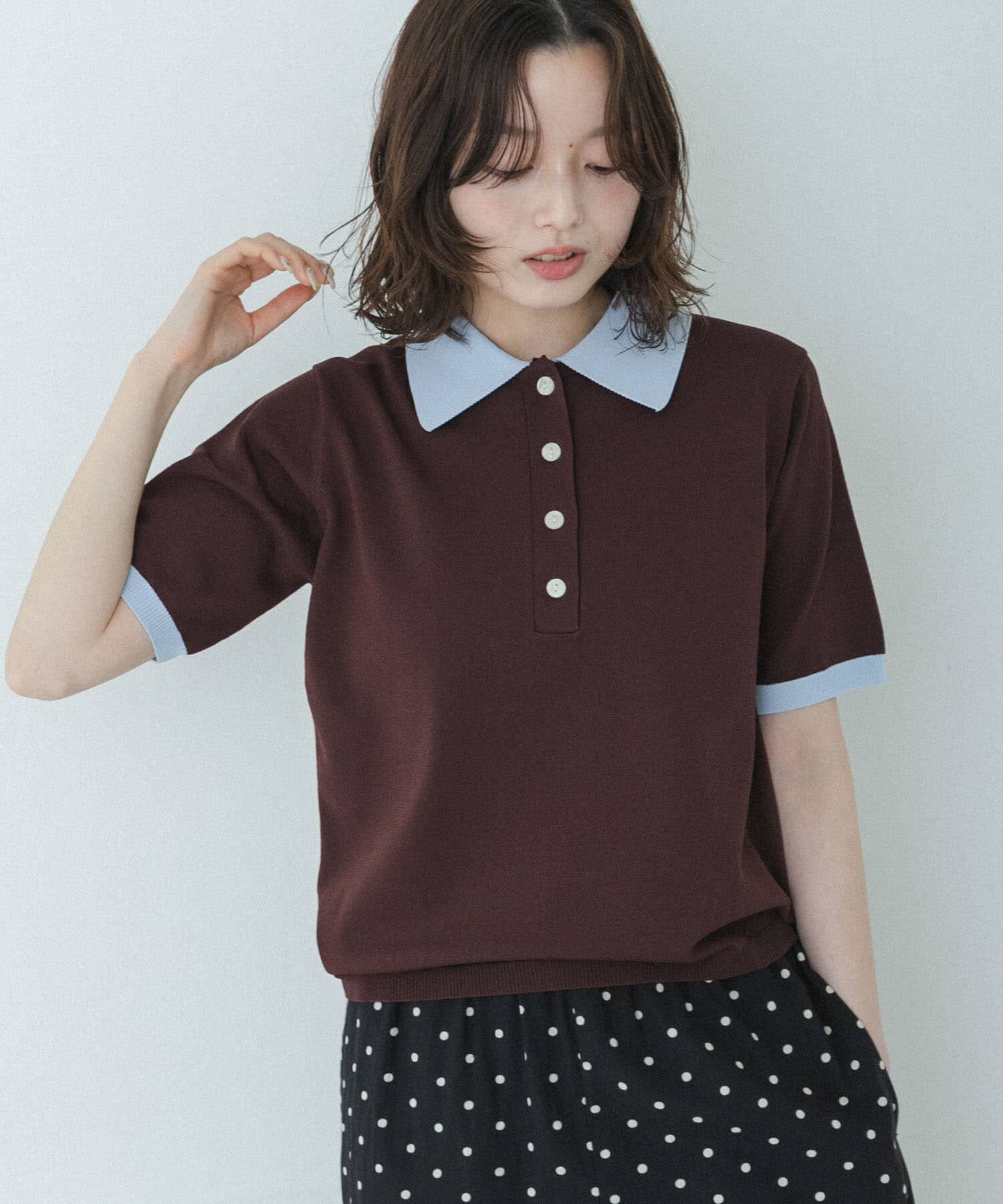Sonny Label 「配色襟ニットポロシャツ」|ニット・セーター|