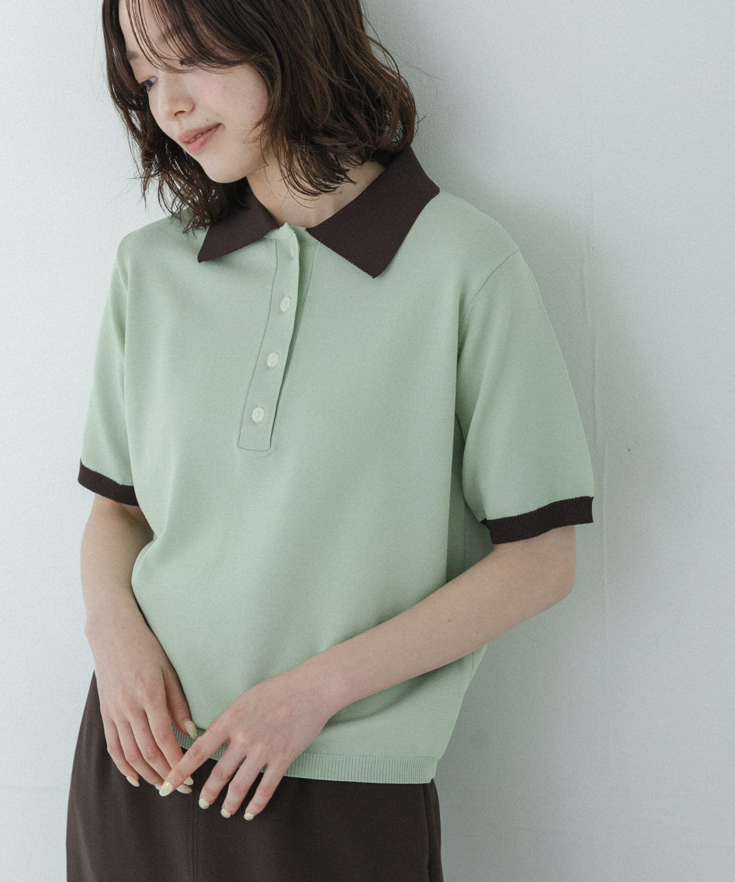 Sonny Label 「配色襟ニットポロシャツ」|ニット・セーター|ミント