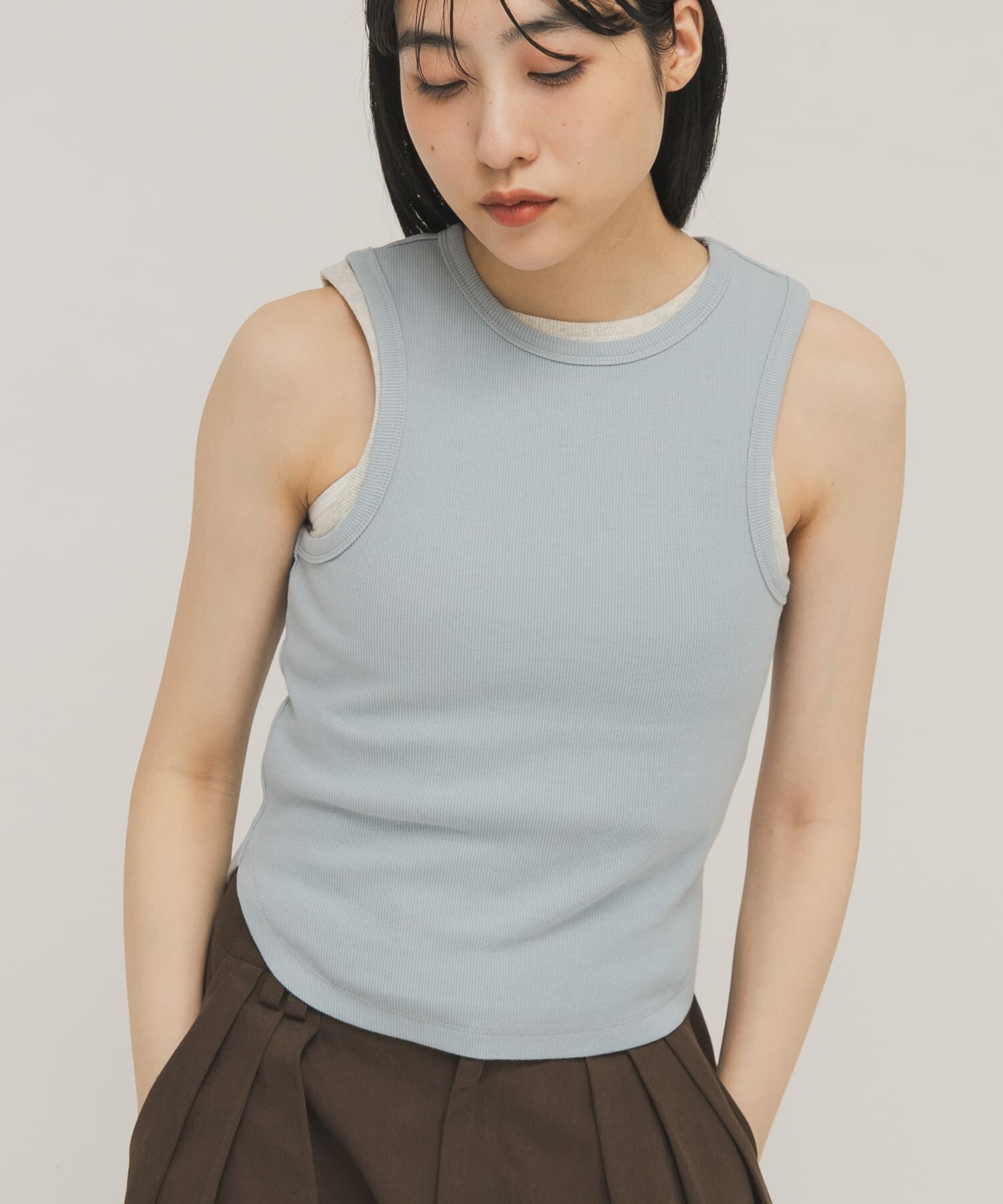 「クロップドタンクトップ」|タンクトップ|ブルー系その他