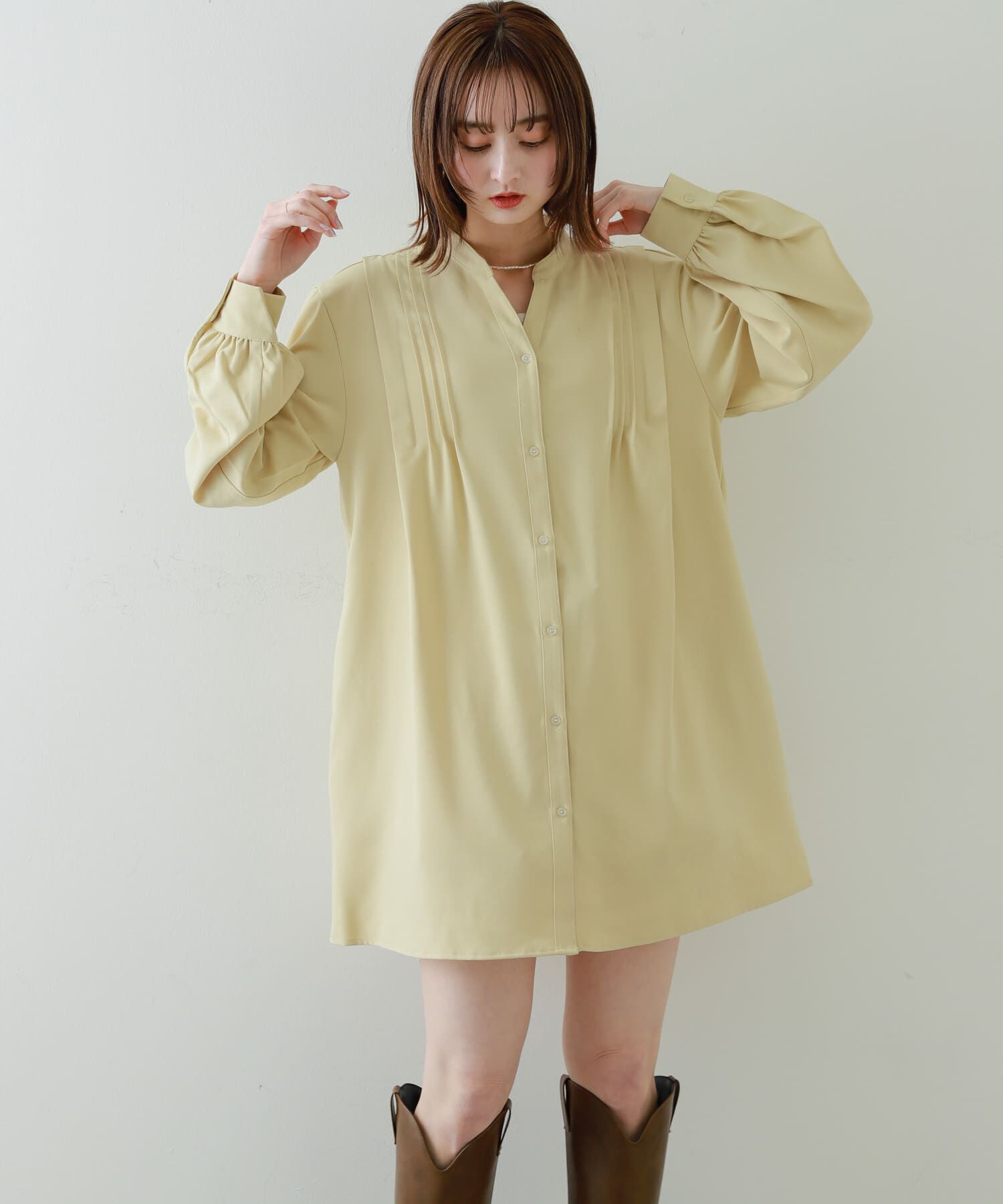 SENSE OF PLACE by URBAN RESEARCH「『Shortサイズあり』タックシャツワンピース」|ワンピース|