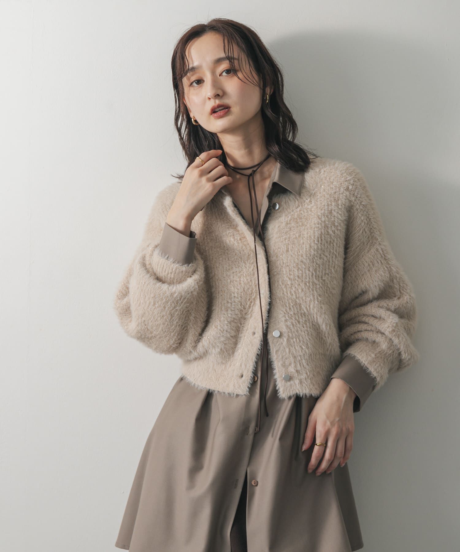 SENSE OF PLACE by URBAN RESEARCH「『一部WEB限定カラー』ラメシャギークロップドカーディガン」|カーディガン|ライトベージュ