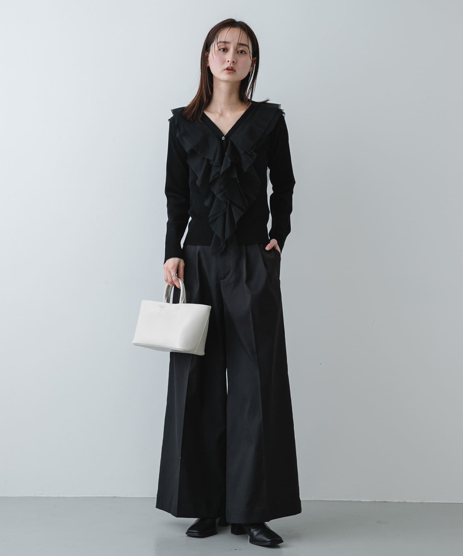 SENSE OF PLACE by URBAN RESEARCH「『洗濯可』チュールフリルニットカーディガン」|カーディガン|