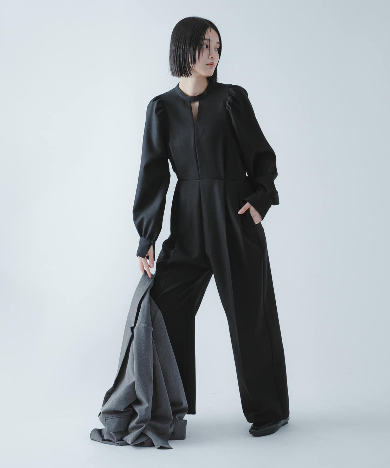 SENSE OF PLACE by URBAN RESEARCH「『撥水/防花粉』SKINProofパフショルダーオールインワン」|ワンピース|ブラック