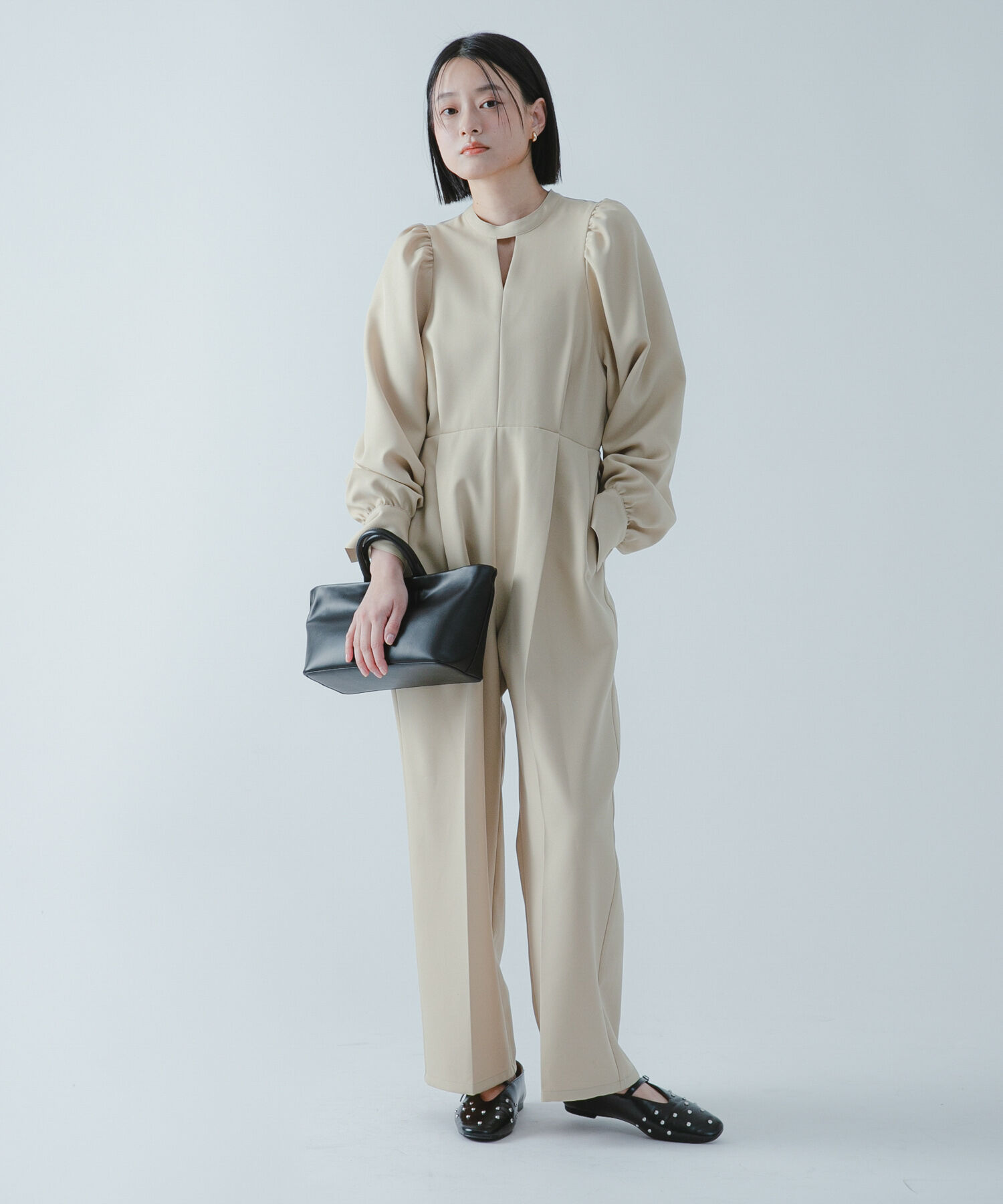 SENSE OF PLACE by URBAN RESEARCH「『撥水/防花粉』SKINProofパフショルダーオールインワン」|ワンピース|ベージュ