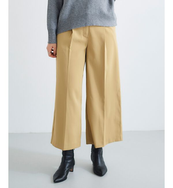 le.coeur blanc「《手洗い可能》ベルト付きハイウエストワイドパンツ」|チノ|ベージュ