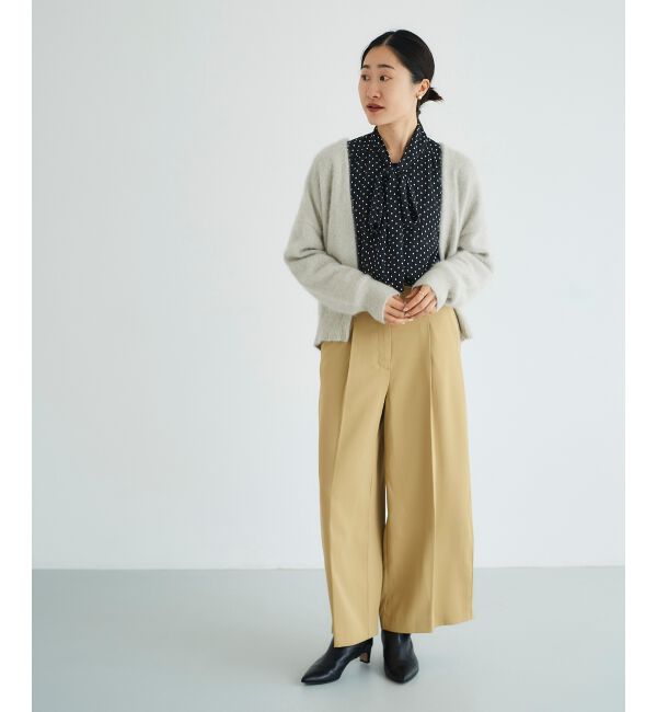 le.coeur blanc「《手洗い可能》ベルト付きハイウエストワイドパンツ」|チノ|