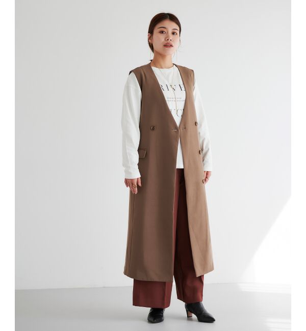 le.coeur blanc「《手洗い可能》ベルト付きハイウエストワイドパンツ」|チノ|