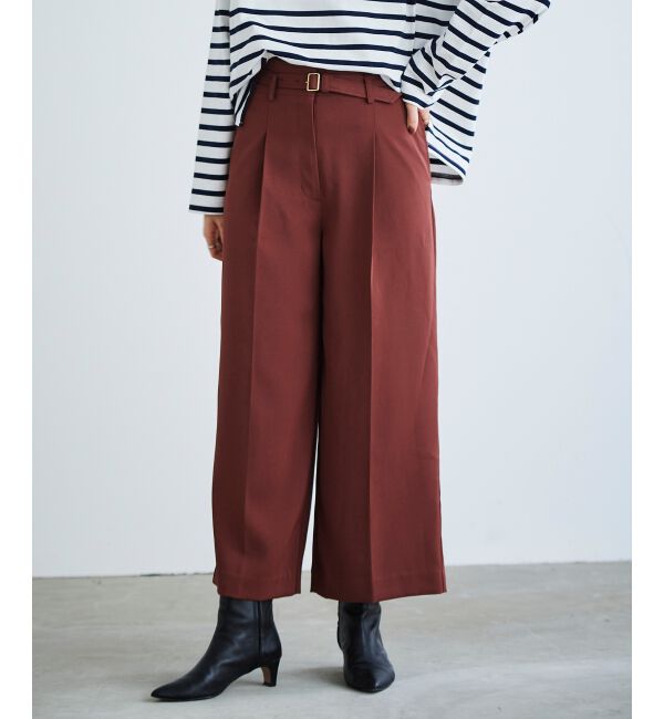 le.coeur blanc「《手洗い可能》ベルト付きハイウエストワイドパンツ」|チノ|