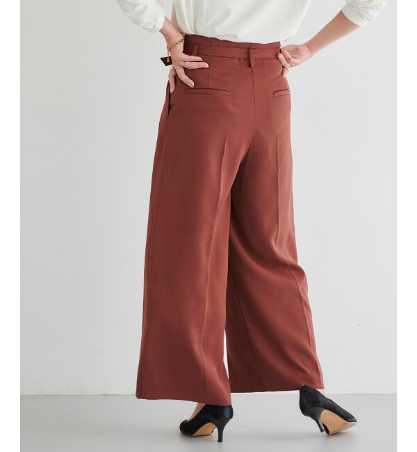 le.coeur blanc「《手洗い可能》ベルト付きハイウエストワイドパンツ」|チノ|