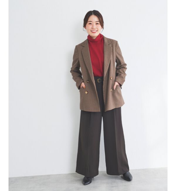 le.coeur blanc「《手洗い可能》ベルト付きハイウエストワイドパンツ」|チノ|