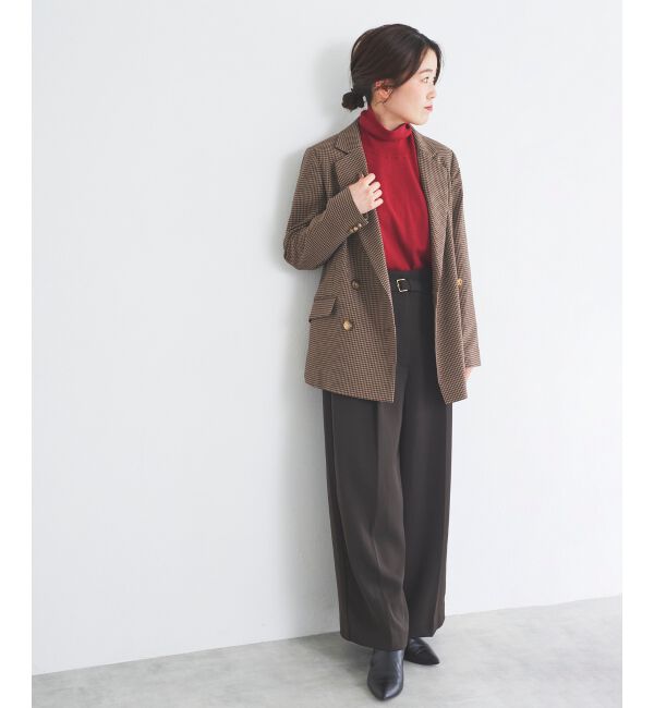 le.coeur blanc「《手洗い可能》ベルト付きハイウエストワイドパンツ」|チノ|