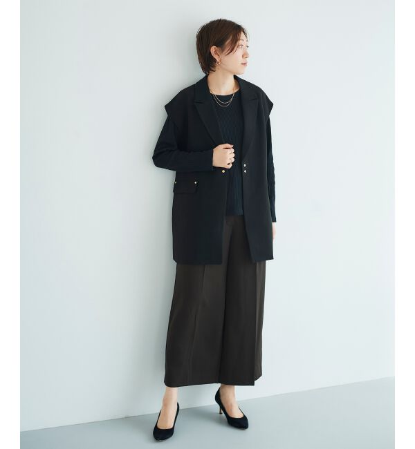 le.coeur blanc「《手洗い可能》ベルト付きハイウエストワイドパンツ」|チノ|