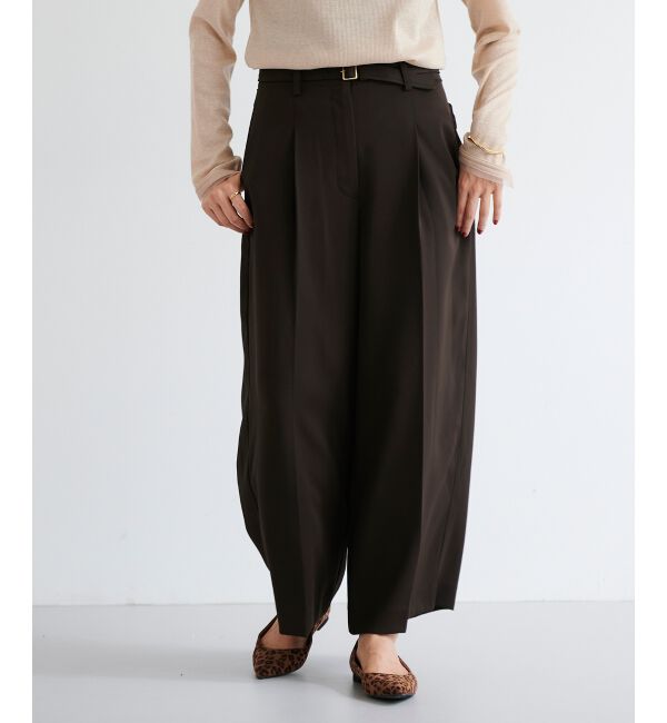le.coeur blanc「《手洗い可能》ベルト付きハイウエストワイドパンツ」|チノ|