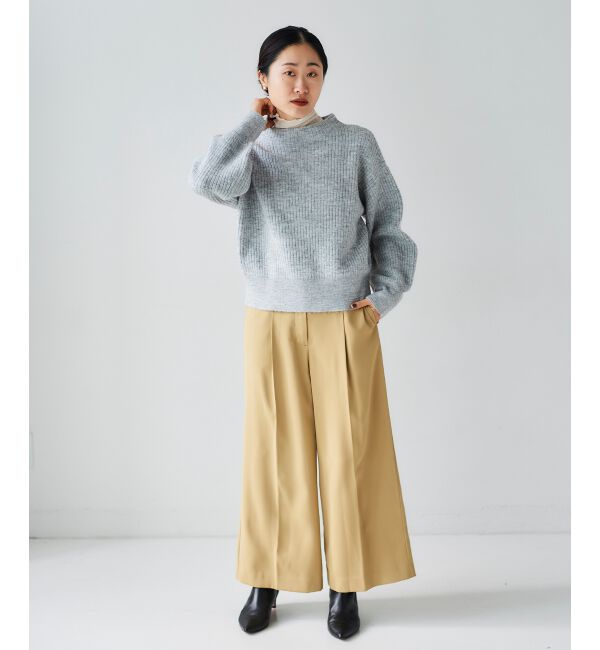 le.coeur blanc「《手洗い可能》ベルト付きハイウエストワイドパンツ」|チノ|