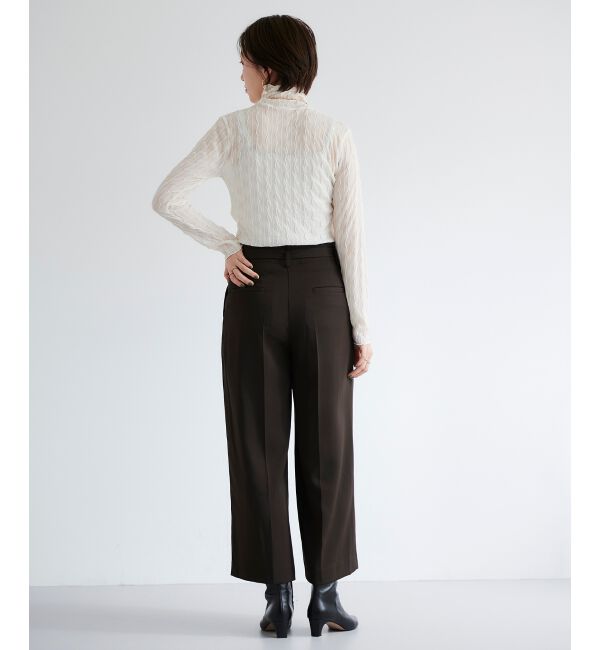 le.coeur blanc「《手洗い可能》ベルト付きハイウエストワイドパンツ」|チノ|