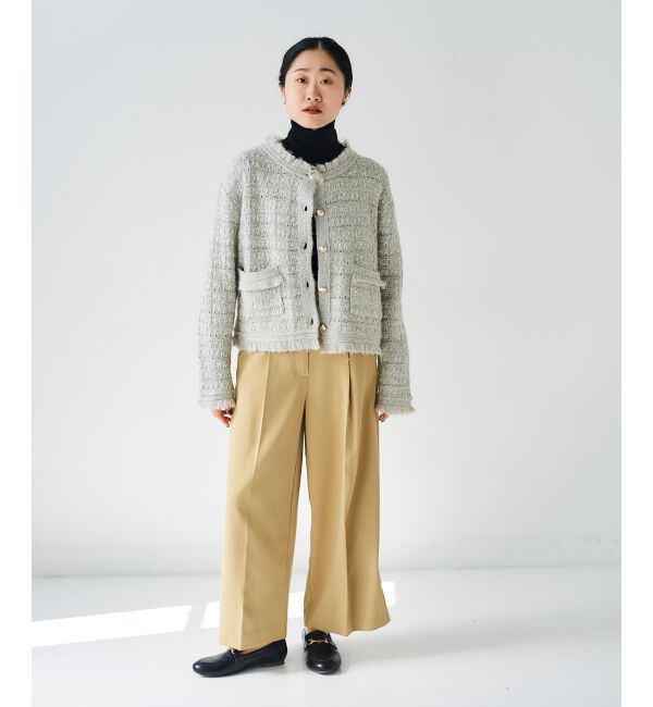 le.coeur blanc「《手洗い可能》ベルト付きハイウエストワイドパンツ」|チノ|